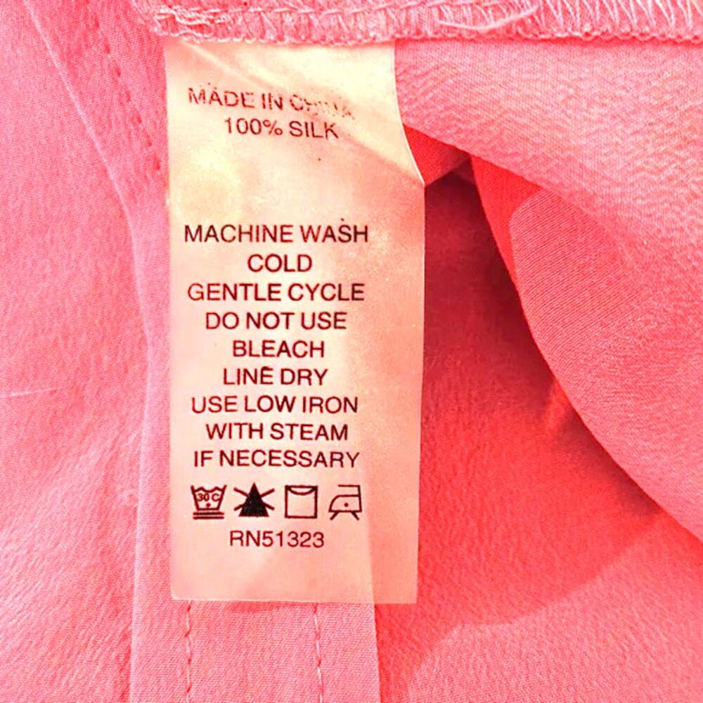 Two by Vince Camuto Soft Pink Button Down Silk Camp Utility Blouse Size Large - Picture 8 of 12